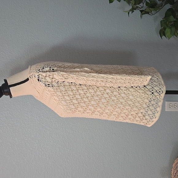 Vintage PACIFIC CONNECTIONS knit crochet sweater 90S Y2K One Size M/L Cream - Picture 6 of 16